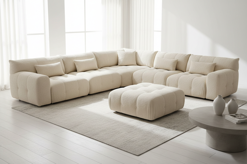 107.5" Cloud Modular Sectional Couch with 1 Ottoman,Modern Minimalist Upholstered Couches, Comfort U Shaped Sofa