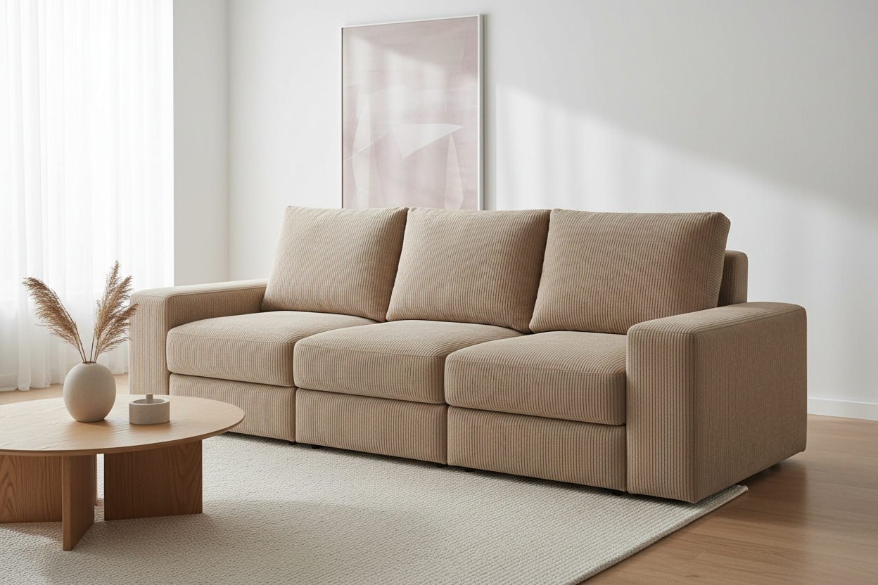 79" Convertible Sofa Bed with Fixed-Shape Frame & Removable Armrests, Modular Corduroy Sleeper Sofa