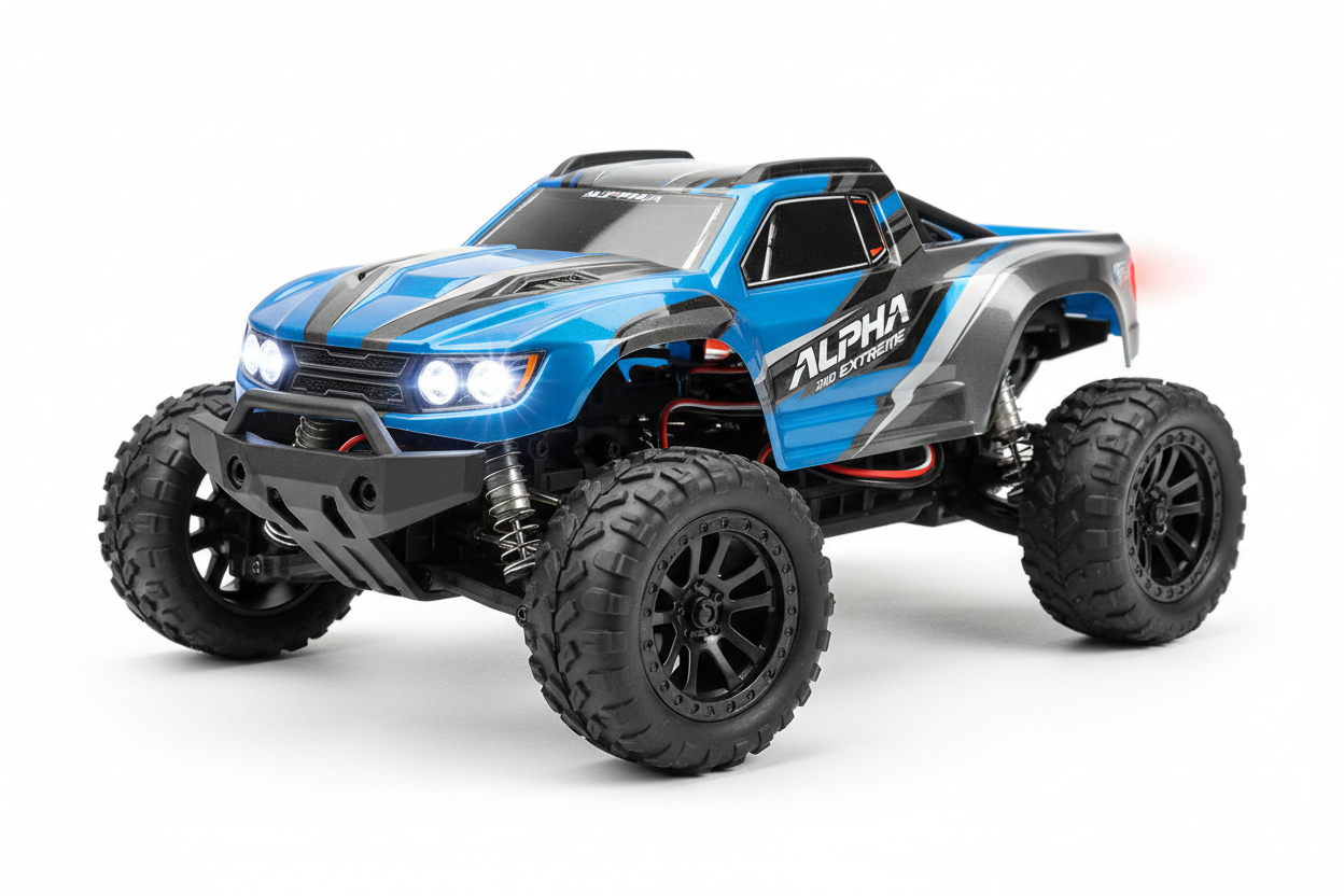 BIFYTON Remote Control Car, 1:18 Scale Rc Cars, All-Terrain RC Truck with LED Light, 20KM/H, Rechargeable, 2WD, 2.4GHz