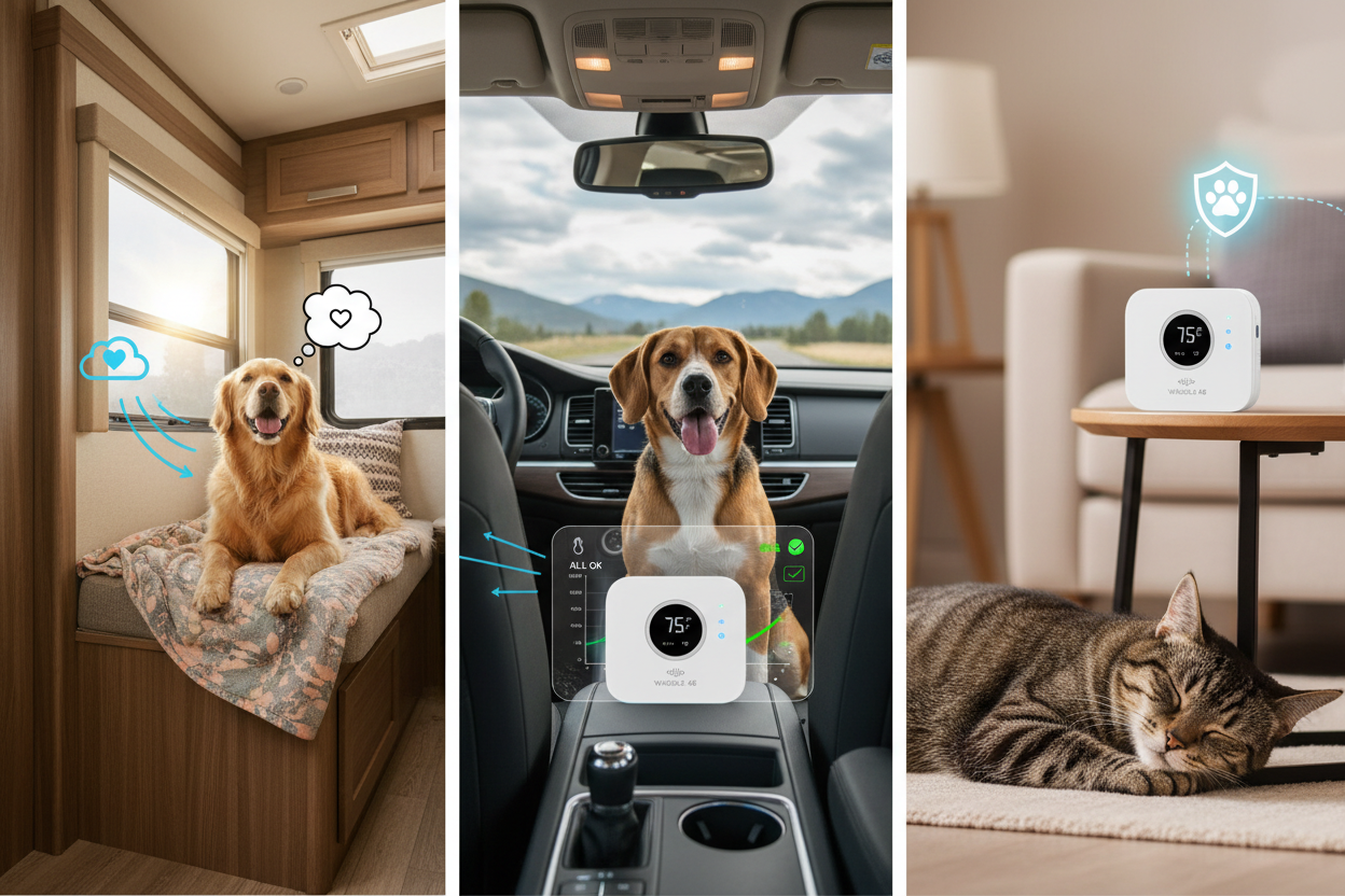 Waggle 4G Pet Temperature Monitor – No Wi-Fi Needed, Real-Time App/SMS/Email Alerts - RV, Car & Home
